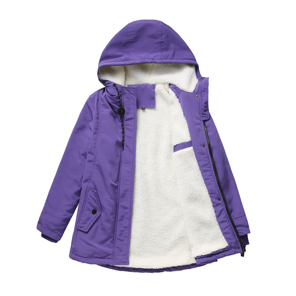 Damen nan gefütterte Winterparka mit Teddyfleece Innenfutter und Kapuze Drune