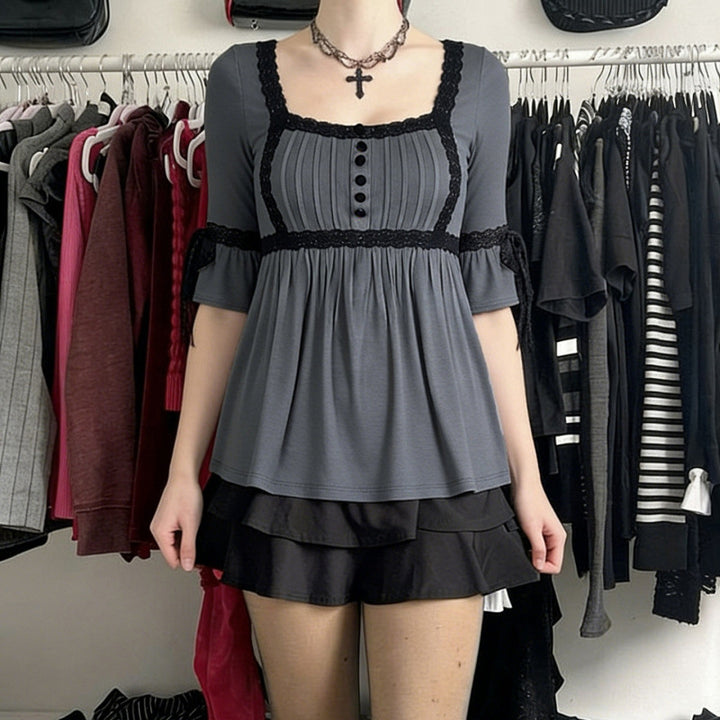 Damen Top mit Spitzenakzenten und lässigem Schnitt Drune