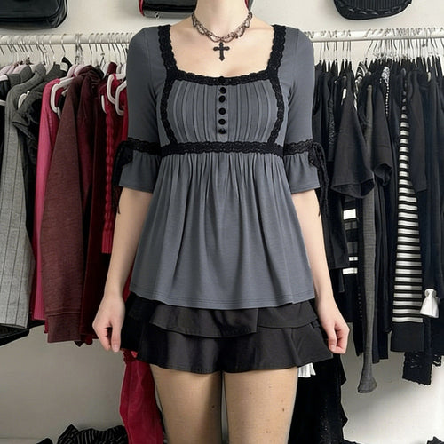 Damen Top mit Spitzenakzenten und lässigem Schnitt Drune