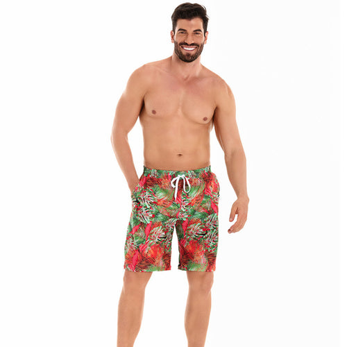 Herren Badeshorts mit tropischem Muster und verstellbarem Kordelzug Drune