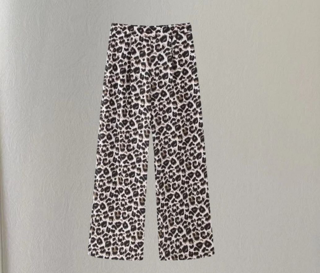 Damen Weite Leoprint-Hosen Drune