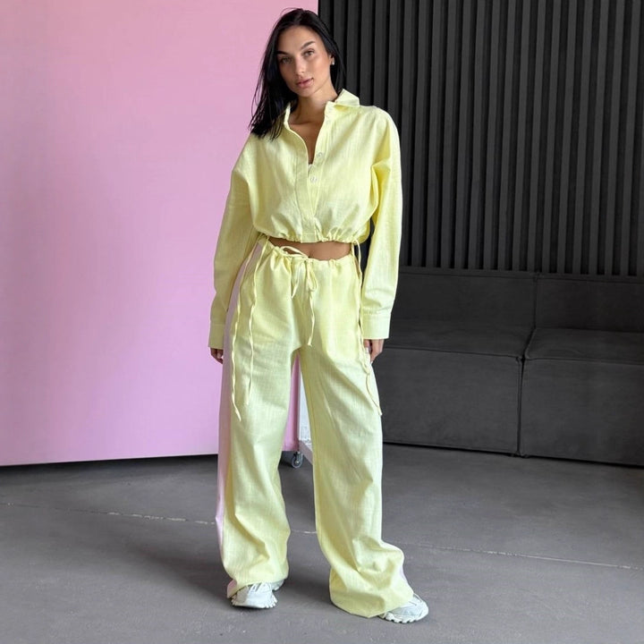 Damen lässiges Loungewear-Set mit Kordelzug Drune