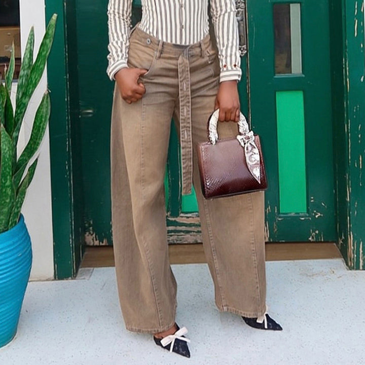 Damen Weite Jeans mit hochelastischem Bund und praktischen Gürtelschlaufen Drune