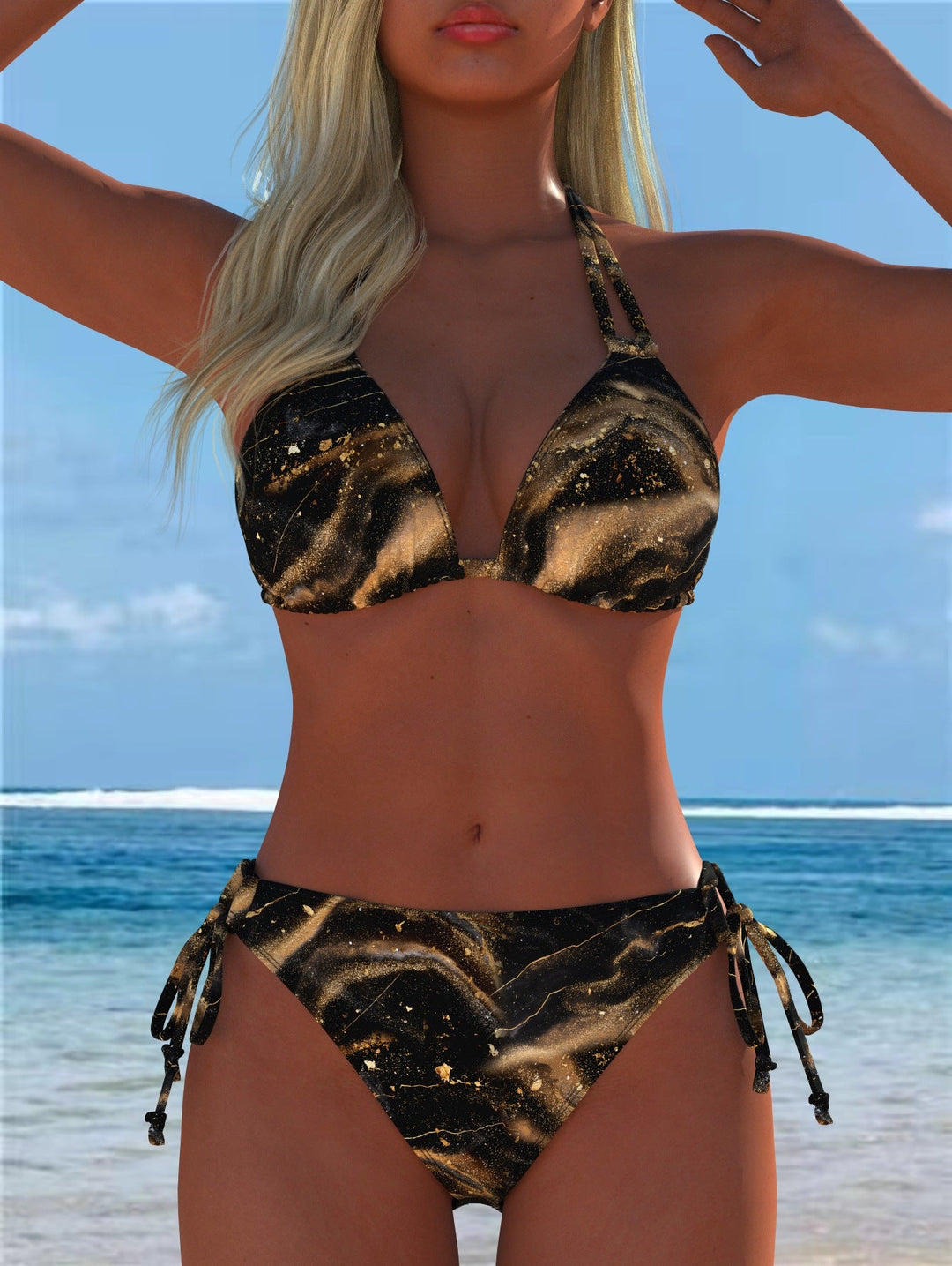 Damen Bikini-Set mit verspieltem Schnitt und trendigem Mustermix Drune