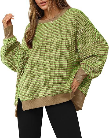 Damen lässiger gestreifter Oversized Pullover Drune