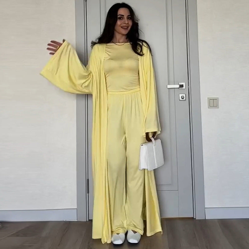 Damen eleganter Maxikleid mit voluminösen Ärmeln Drune