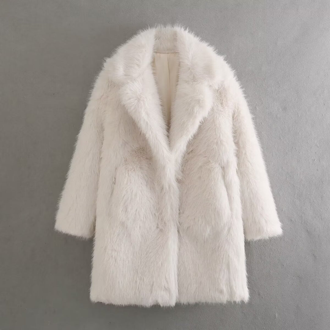 Damen Fleece-Mantel mit doppeltem Revers Drune