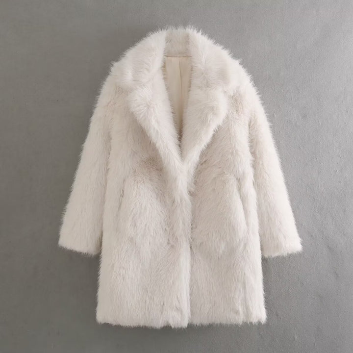 Damen Fleece-Mantel mit doppeltem Revers Drune