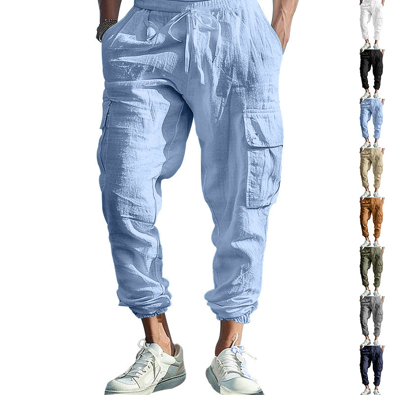 Herren luftige Cargo-Hose mit elastischem Bund und seitlichen Taschen Drune