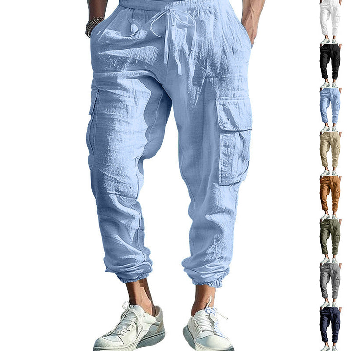 Herren luftige Cargo-Hose mit elastischem Bund und seitlichen Taschen Drune