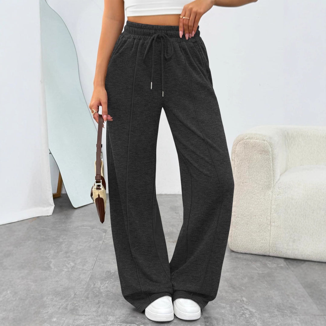 Damen nan komfortable High-Waist Jogginghose mit Kordelzug und tiefen Eingrifftaschen Drune