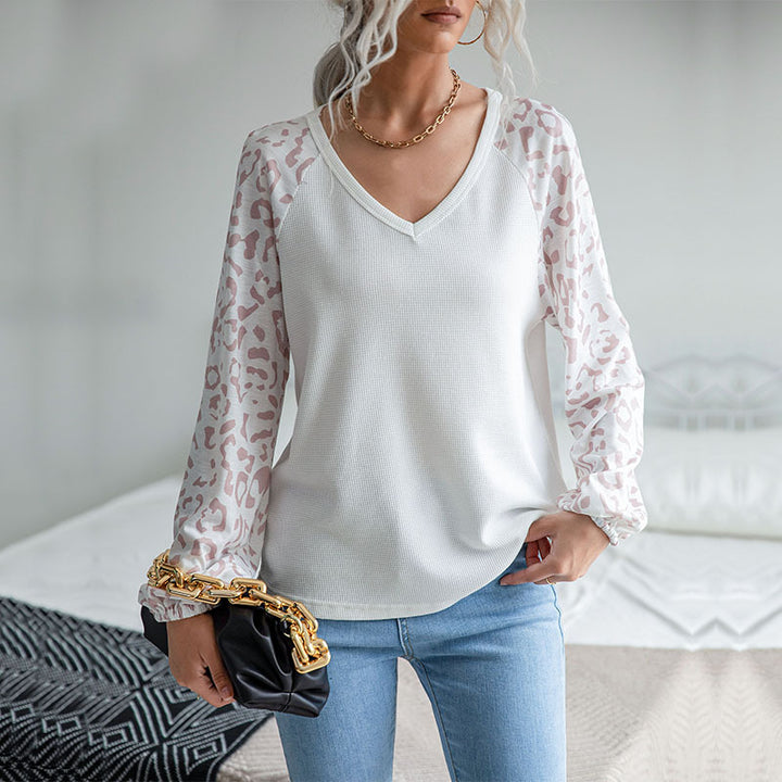 Damen Langarmshirt mit modernem V-Ausschnitt und strukturierten Ärmel-Details Drune