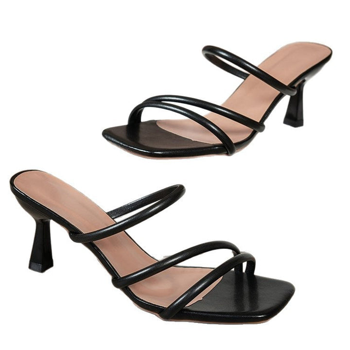 Damen elegante Sandaletten mit kunstvollem Riemendesign und modischem Blockabsatz Drune