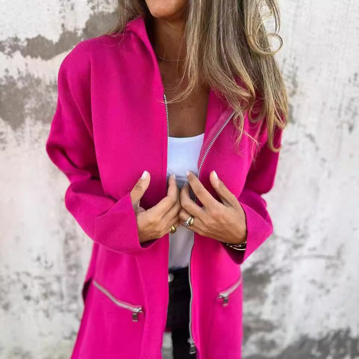 Damen Elegante Strickjacke mit Reißverschluss und Taschen Drune