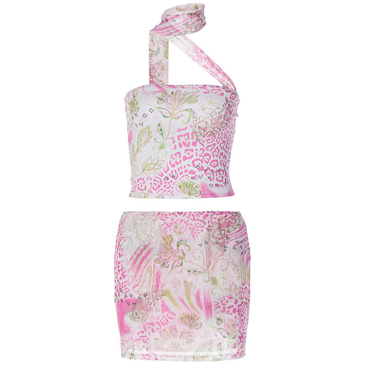 Damen Neckholder Minikleid mit floralem Design Drune