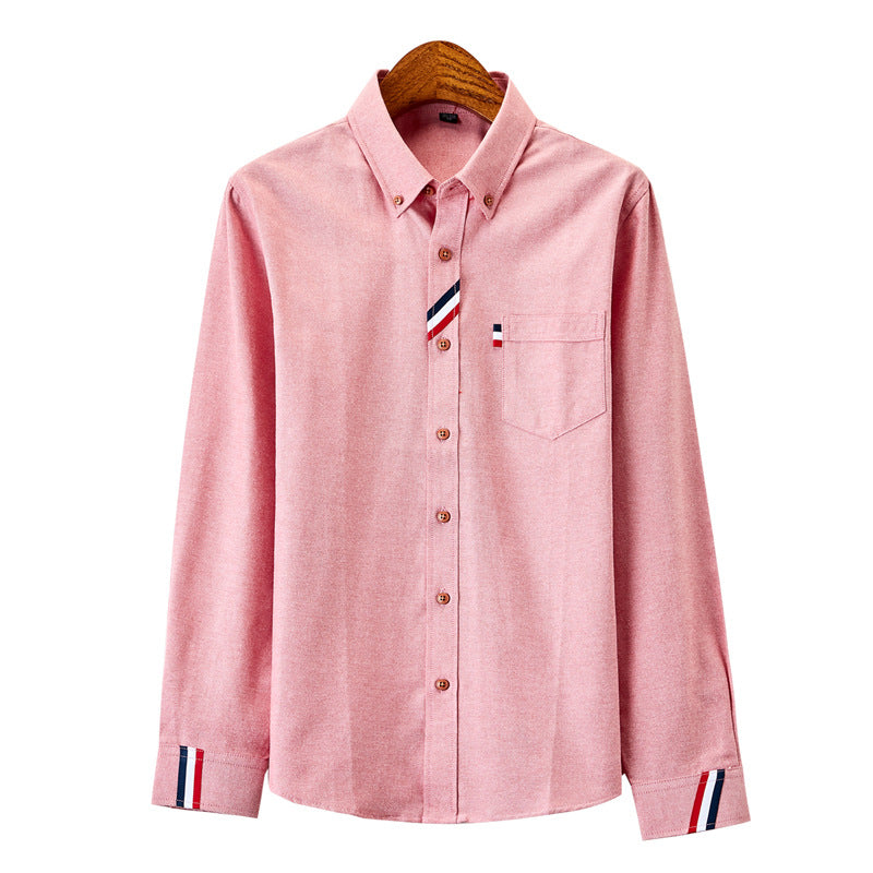 Herren nan modernes Oxford-Hemd mit Button-Down-Kragen, Brusttasche und dezenter Streifenverzierung Drune