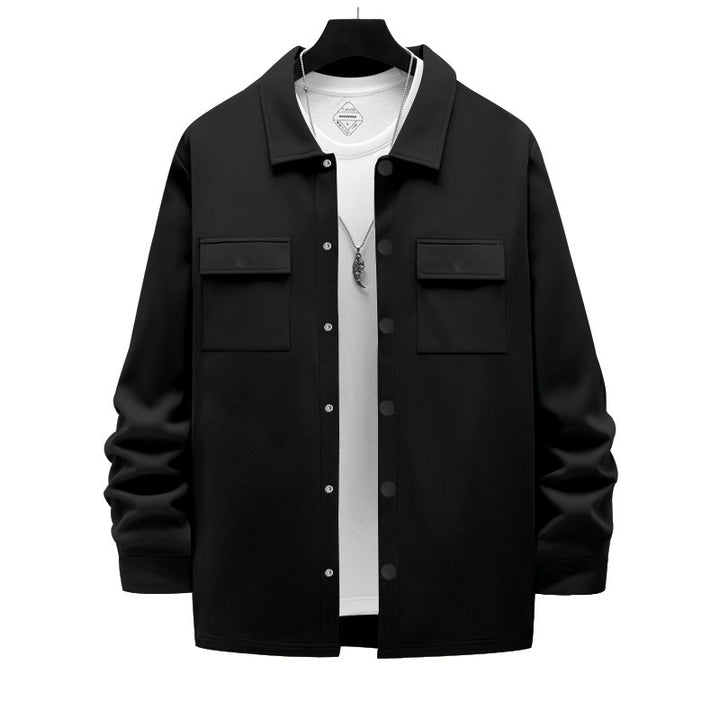 Herren nan Overshirt-Jacke mit Brustklappen, lockerer Passform und durchgehender Knopfleiste Drune