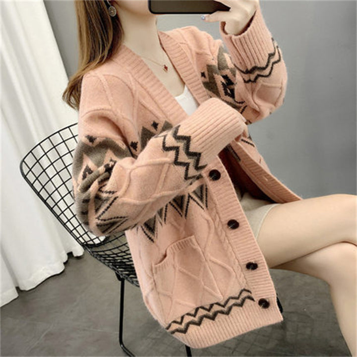 Damen Grobstrick-Cardigan mit modernem Muster und praktischen Taschen Drune