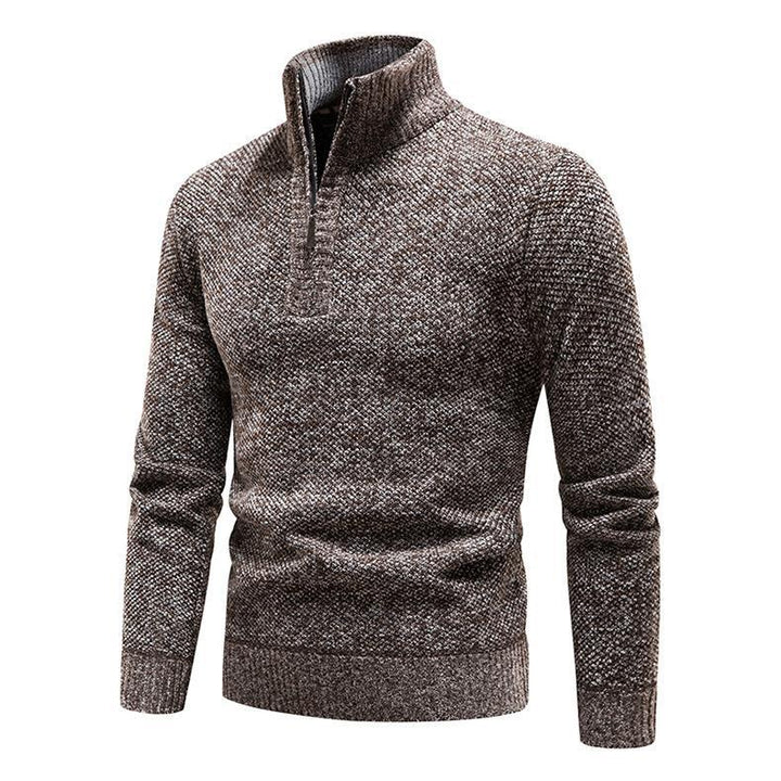 Herren Pullover mit halbem Reißverschluss und strukturiertem Design Drune
