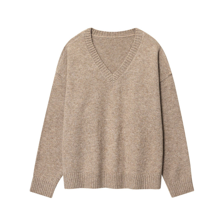 Damen Kaschmir-Pullover mit V-Ausschnitt und lässigem Schnitt Drune