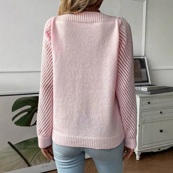 Damen Modischer Strickpullover mit ausgefallenem Netzdesign Drune