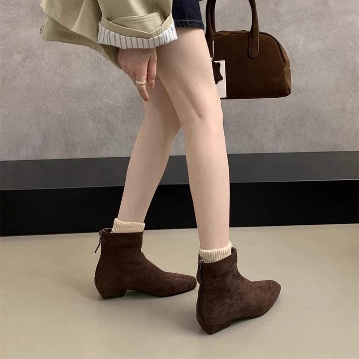 Damen Wildleder Spitz Zehen Knöchel Stiefeletten Drune
