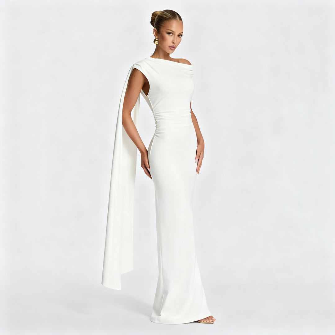 Damen Elegantes Langes Abendkleid mit Ein-Schulter-Design Drune