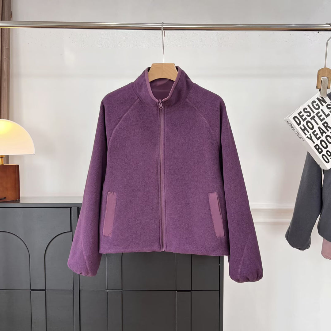 Damen Kuschelige Fleecejacke mit hohem Kragen und praktischen Eingrifftaschen Drune