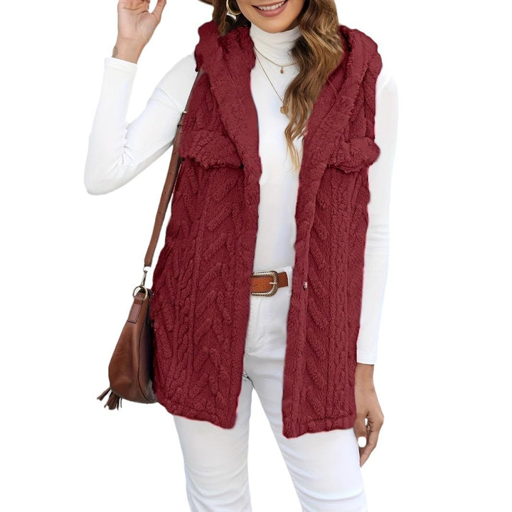 Damen Strickweste mit Kapuze und Taschen Drune