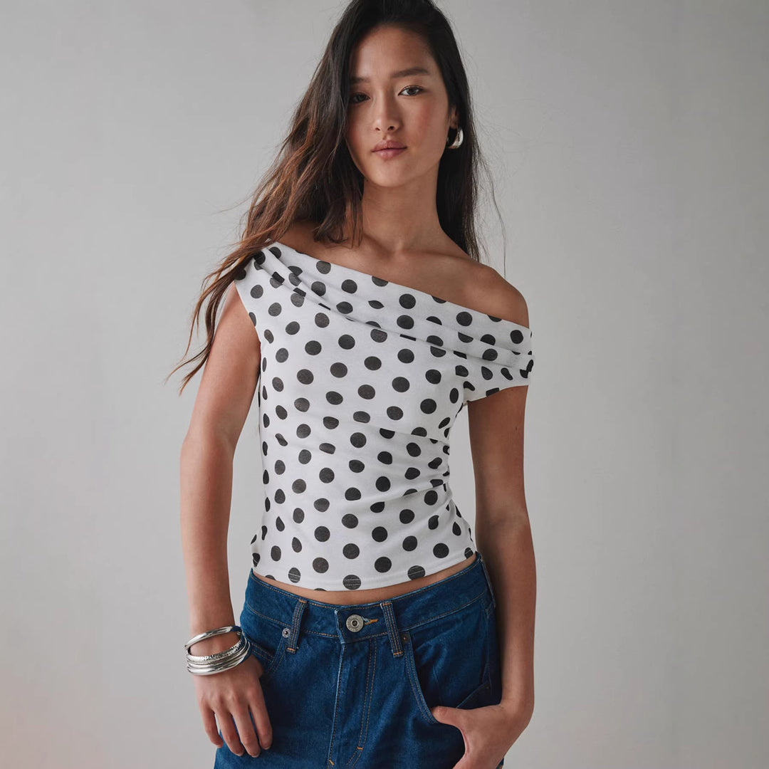 Damen Off-Shoulder Oberteil mit figurschmeichelndem Schnitt Drune