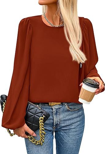 Damen Bluse mit angeschnittenen Ärmeln und eleganten Puffärmeln Drune