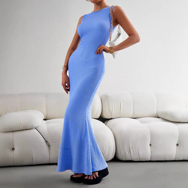 Damen figurbetontes Maxikleid mit elegantem Strukturdesign Drune