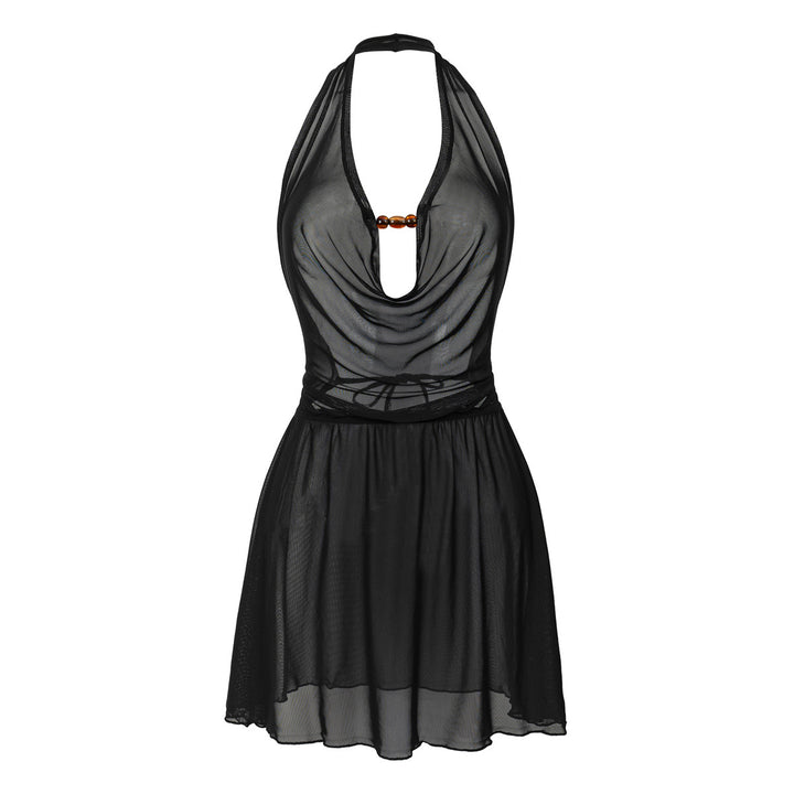 Damen Strandkleid mit tiefem V-Ausschnitt und raffiniertem Knoten Drune