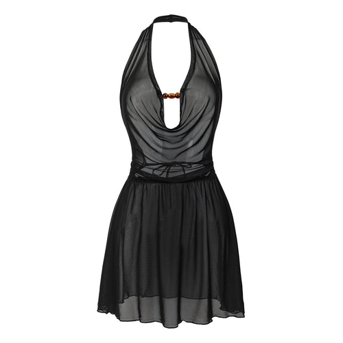 Damen Strandkleid mit tiefem V-Ausschnitt und raffiniertem Knoten Drune