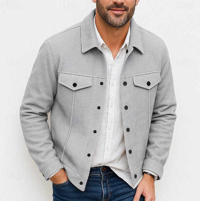 Herren nan robuste Overshirt-Jacke aus Wollmix mit aufgesetzten Brusttaschen Drune