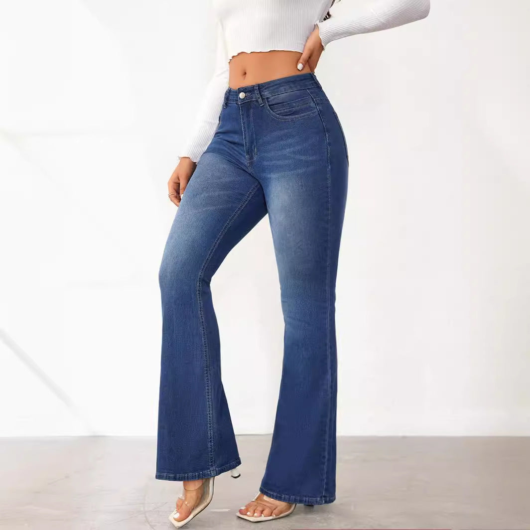 Damen Flared Jeans mit hohem Bund und bequemer Passform Drune