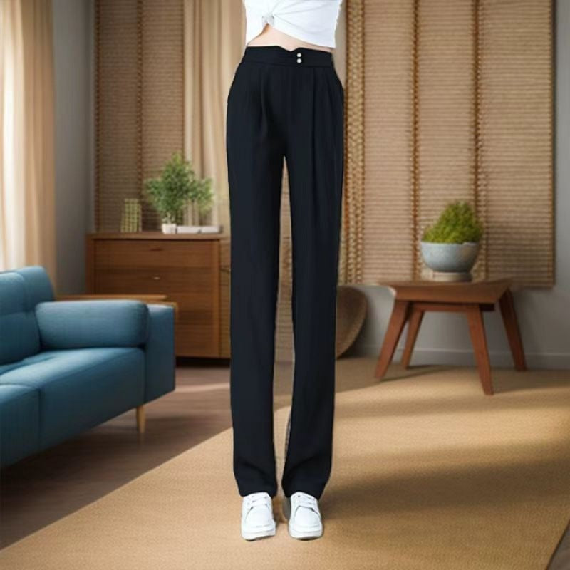 Damen Elegante und luftige Stoffhose mit hohem Bund Drune