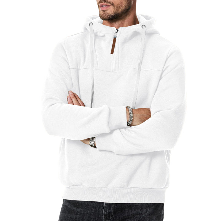 Herren nan Sweat-Halbzip mit strukturierter Innenseite, verstellbarer Kapuze und breitem Rippbund Drune