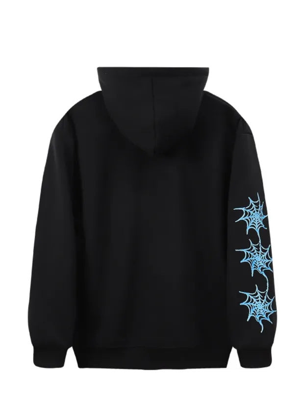 Damen Kapuzenpullover mit kreativem Spinnennetz-Design und modischem Schriftzug Drune