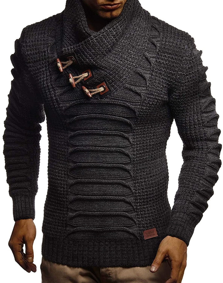 Herren Grobstrickpullover mit innovativem Schalkragen und rustikalem Design Drune
