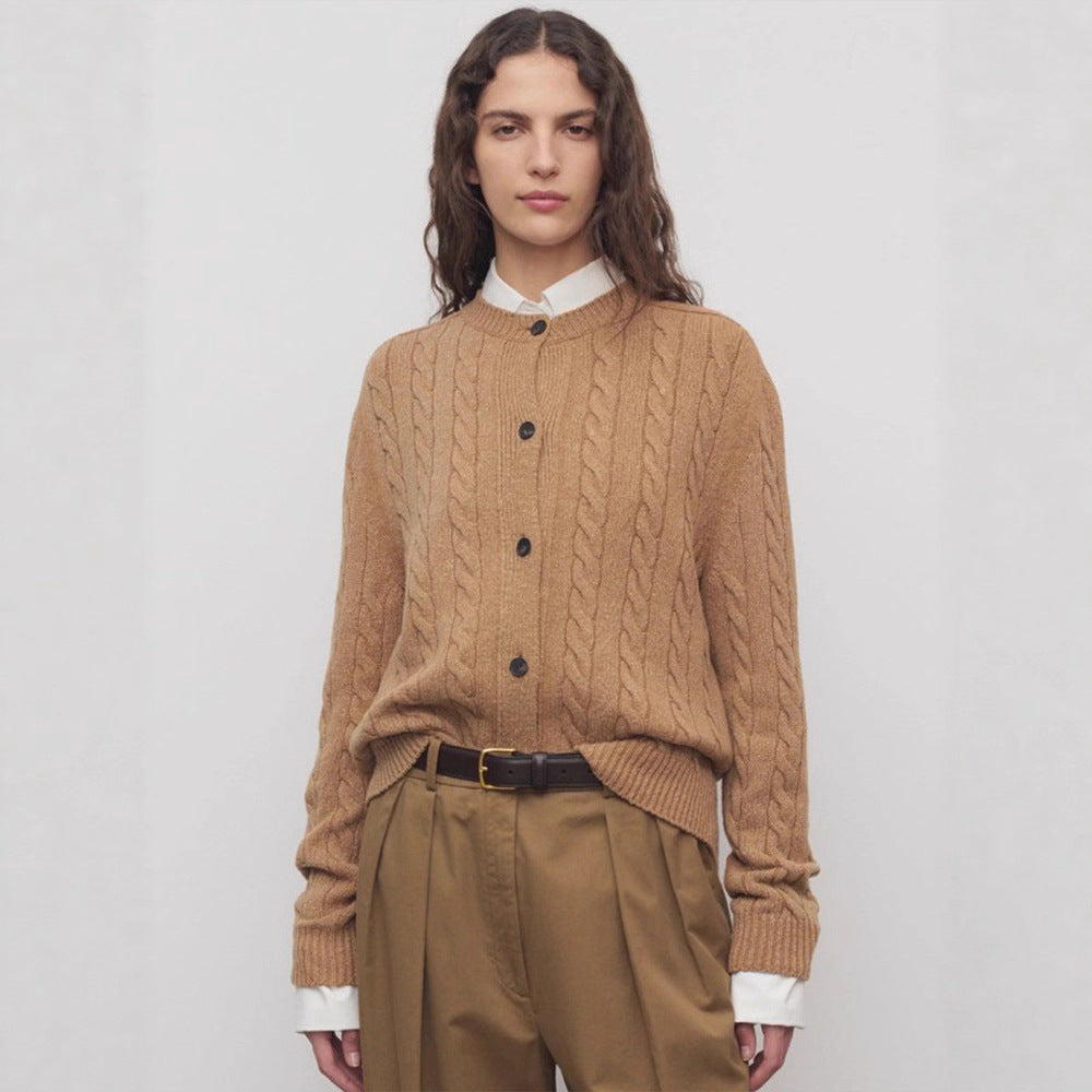 Damen Grobstrickjacke mit Knopfleiste Drune
