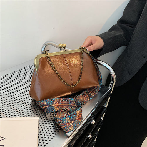 Damen Vintage-inspirierte Kiss Lock Clutch-Tasche Drune