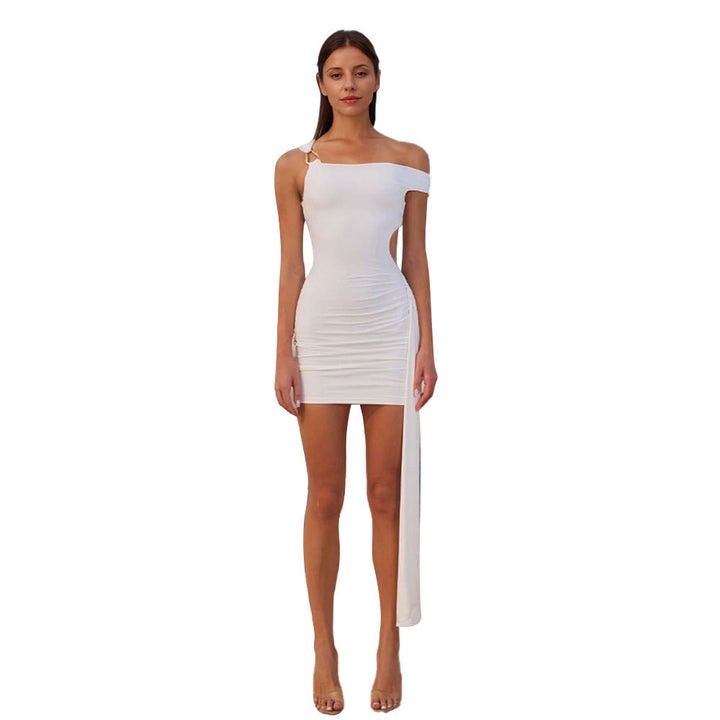 Damen Minikleid mit asymmetrischem Schnitt und eleganten Rüschendetails Drune