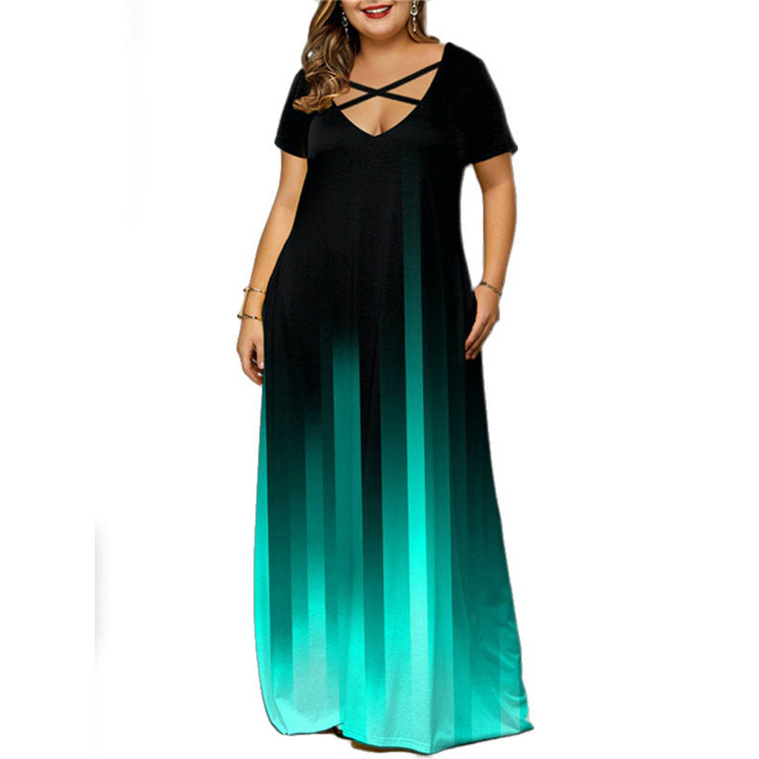 Damen Maxikleid mit stylischem Kreuz-Hals-Ausschnitt Drune