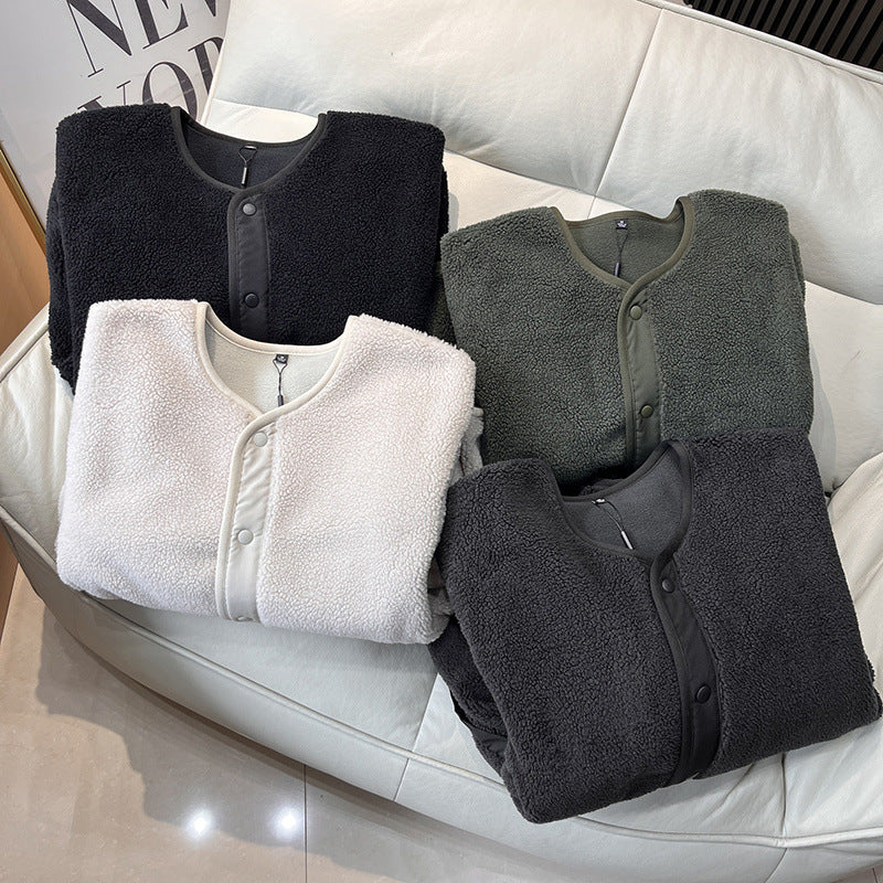 Damen Warm gefütterte Fleecejacke mit Druckknopfverschluss Drune