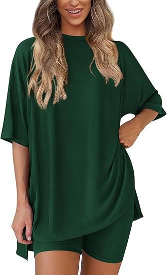 Damen Bequeme Oversized T-Shirt mit Seitenschlitzen Drune