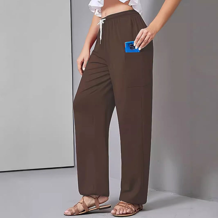 Damen Bequeme Freizeit-Hose mit praktischen Taschen und elastischem Bund Drune