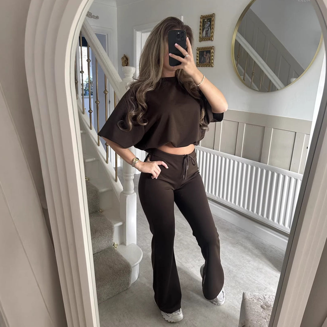 Damen Lässige Strick Lounge-Kombination mit weitem Schnitt und eleganten Details