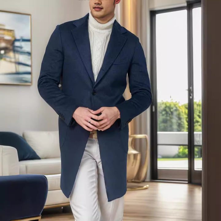 Herren eleganter Baumwolltrenchcoat mit edlen Taschen und modernem Schnitt Drune