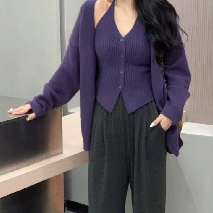 Damen modische Strickjacke mit eleganten Knopfdetails und lässigem Schnitt Drune